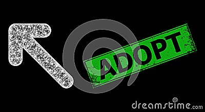 Rubber Adopt Imprint and Net Move up Left Web Mesh with Bright Glare Spots Vector Illustration