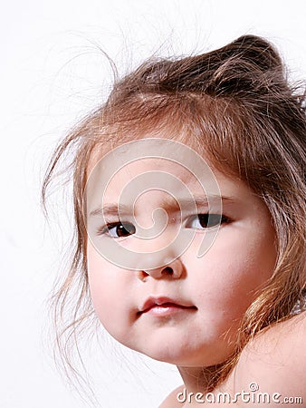 Glaring Little Girl Stock Photo