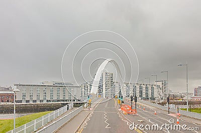 River Clyde, Squinty Bridge in city of Glasgow, Scotland Editorial Stock Photo