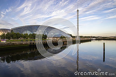 The Glasgow Science Centre in the Clyde Waterfront Regeneration area on the south bank of the River Clyde in Glasgow Editorial Stock Photo