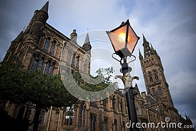 Glasgow, Scotland, 7th September 2013, Main building and tower of the University of Glasgow at Gilmorehill Editorial Stock Photo