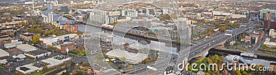 Glasgow, Scotland, UK, October 30th 2022, Aerial view of the Kingston Bridge over the River Clyde and M8, M74 Motorway Editorial Stock Photo