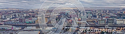 Glasgow, UK, January 14th 2024, Aerial view of the Kingston Bridge over the River Clyde and M8, M74 Motorway Editorial Stock Photo