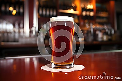 glass of amber ale in front of a toastmaster Stock Photo