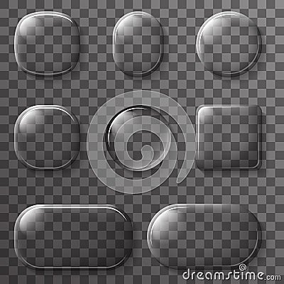 Glass App UI Buttons Icons Transparent design Elements Vector Illustration Vector Illustration