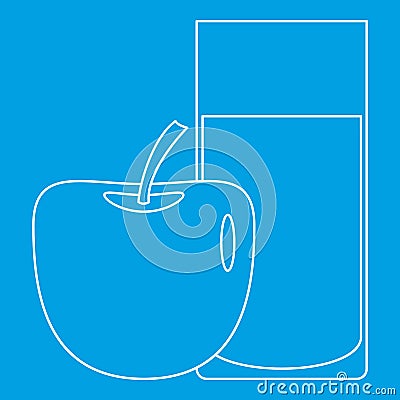 Glass and apple icon, outline style Vector Illustration
