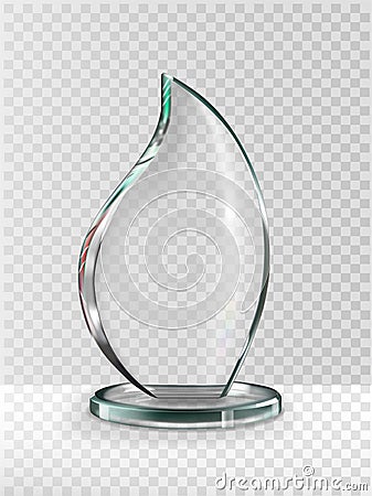 glass award with color edge on partially transparent background Vector Illustration