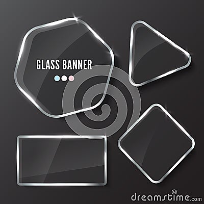 Glass banner realistic vector illustration Vector Illustration