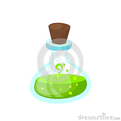 Glass beaker with a poisonous liquid. Vector Image. Vector Illustration