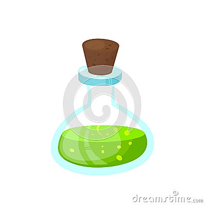 Glass beaker with a poisonous liquid. Vector Image. Vector Illustration