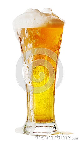 Glass of beer with foam Stock Photo