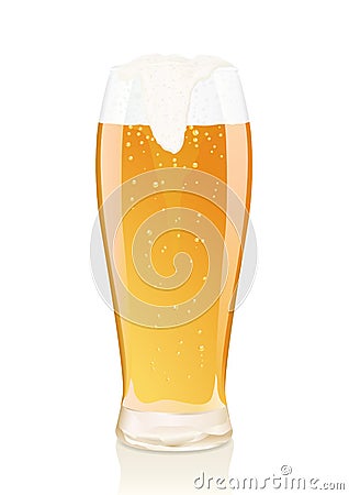 Glass of beer with foam and Vials Vector Illustration