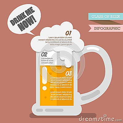 Glass of beer infographic Vector Illustration