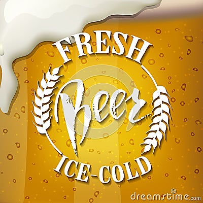 A glass of beer. International beer Day lettering. Vector illustration Vector Illustration