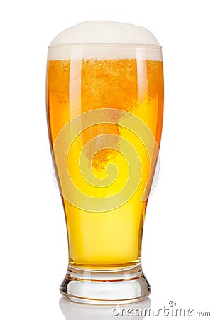 glass of beer isolated on white background. Stock Photo