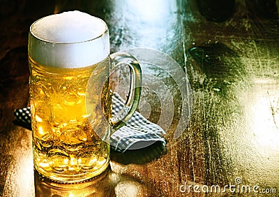 Glass beer mug with golden ale or draft Stock Photo