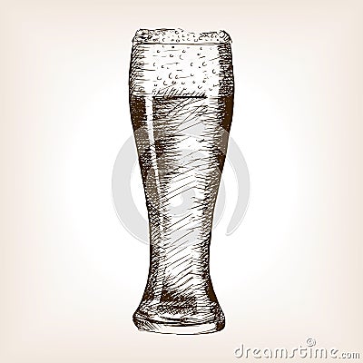 Glass of beer sketch style vector Vector Illustration