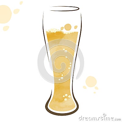 Glass of beer watercolor drawing Vector Illustration