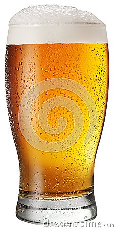 Glass of beer on white background. Stock Photo