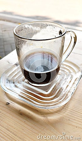 a glass of black coffee, will accompany you all your activities in the morning Stock Photo