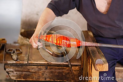 Glass Blower at His Work Stock Photo