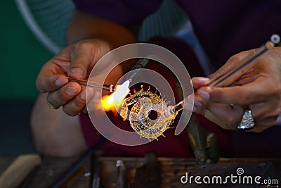 Glass blowing Art Stock Photo