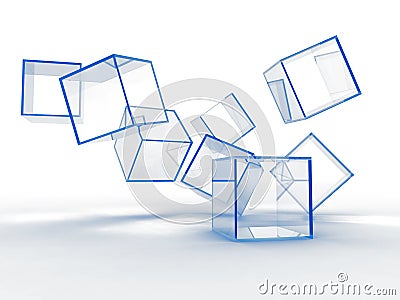 Glass blue cubes Stock Photo