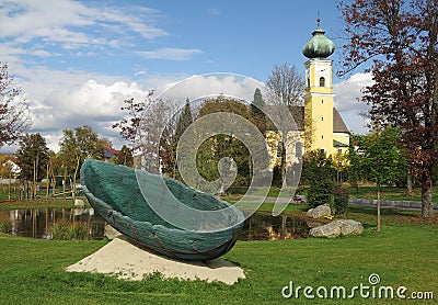 Glass boat - ark in Frauenau in Bayerischer Wald Stock Photo