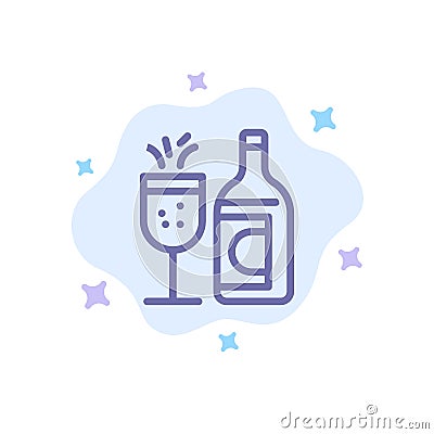 Glass, Bottle, Easter, Drink Blue Icon on Abstract Cloud Background Vector Illustration