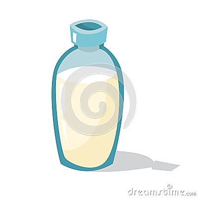 Glass bottle of fresh organic milk. Natural Vector Illustration