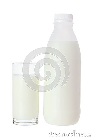 Glass and Bottle of Milk Stock Photo