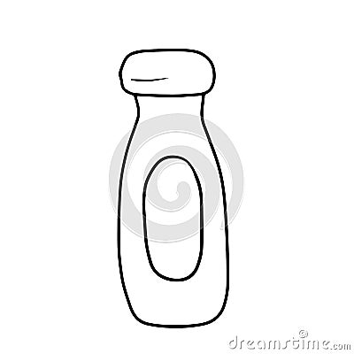 Glass bottle for milk, kefir, yoghurt isolated on white background. Somple vector illustration in cartoon doodle style. Concept of Vector Illustration