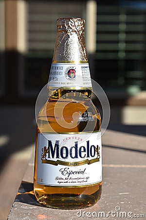 Bottle of Modelo Especial beer Editorial Stock Photo
