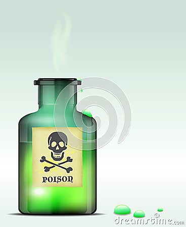 Glass bottle of poison Cartoon Illustration