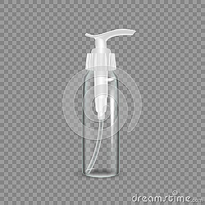 Glass bottle of spray for freshness, application to the body. Vector Illustration