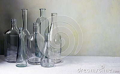 Glass bottles background Stock Photo