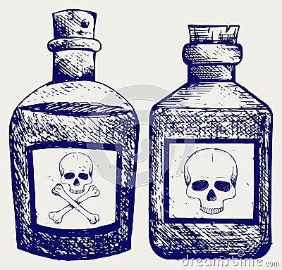 Glass bottles of poison Vector Illustration