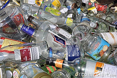 Glass bottles for recycling Editorial Stock Photo