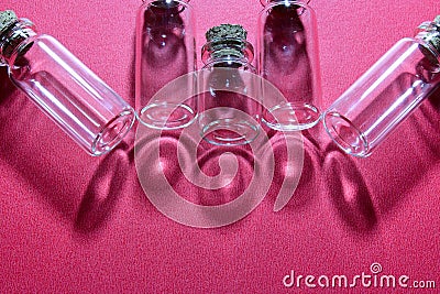 Glass bottles and Reflections Stock Photo