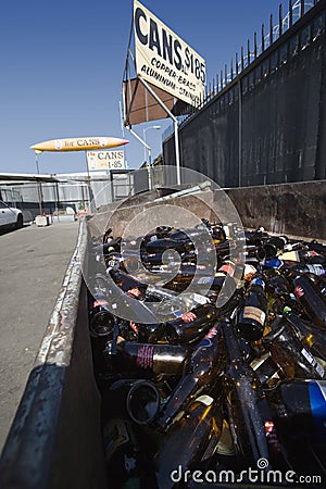 Glass Bottles At Scrapyard Editorial Stock Photo