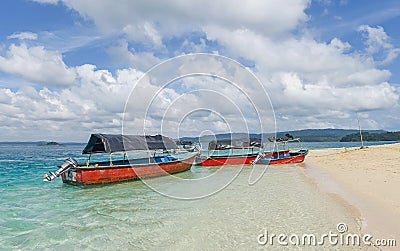 Glass bottom boats at Jolly bouy island, India Stock Photo