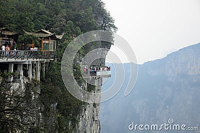 Glass bottom floor Mount Tianmen China Editorial Stock Photo