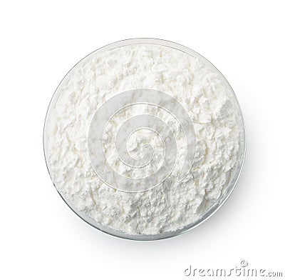 Top view of corn starch in glass bowl Stock Photo