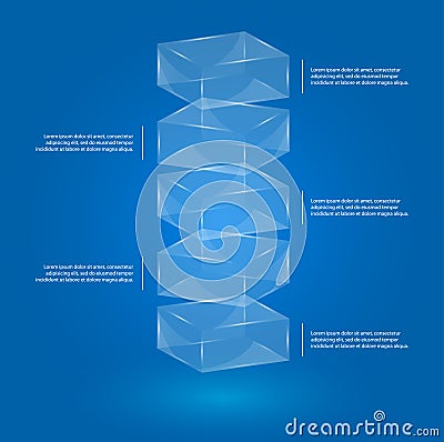 Glass boxes infographic Vector Illustration