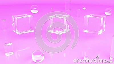 Glass boxes on pink background intro 3d Stock Photo
