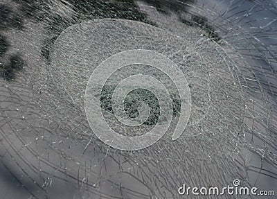 Glass breakage of a glass pane Stock Photo