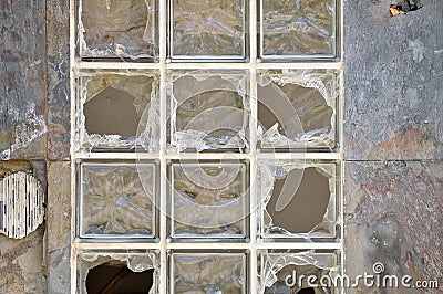 Glass brick broken Stock Photo