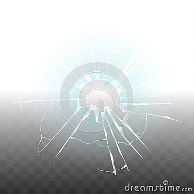 Glass broken because of bullet shot transparent vector Vector Illustration