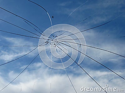 Glass broken cracks splinters Stock Photo