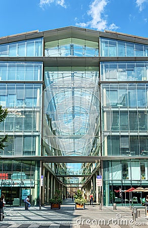 Glass building at Marche Saint-Honore square - Paris, France Editorial Stock Photo